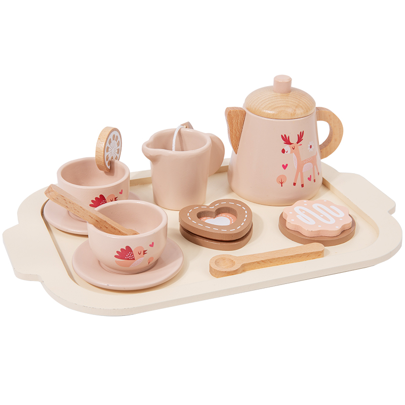 Kids Outdoor Kitchen Accessories - Afternoon Tea Set Wooden Toy Pretend
