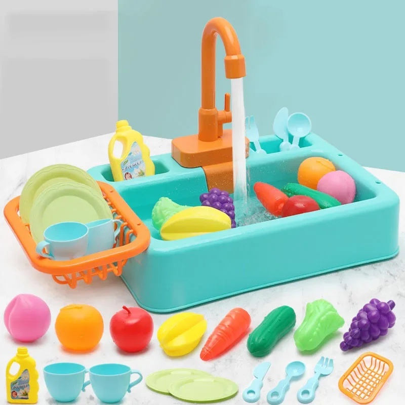 Kids Outdoor Kitchen Accessories - Kids Plastic Kitchen Sink Toy Set,