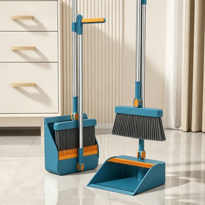 Kids Outdoor Broom - Long Handle Broom & Dustpan Set
